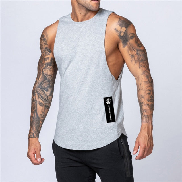 Cotton Workout Gym Tank Top Mens Muscle Sleeveless Sportswear Shirt Stringer Fashion Clothing Bodybuilding Singlets Fitness Vest