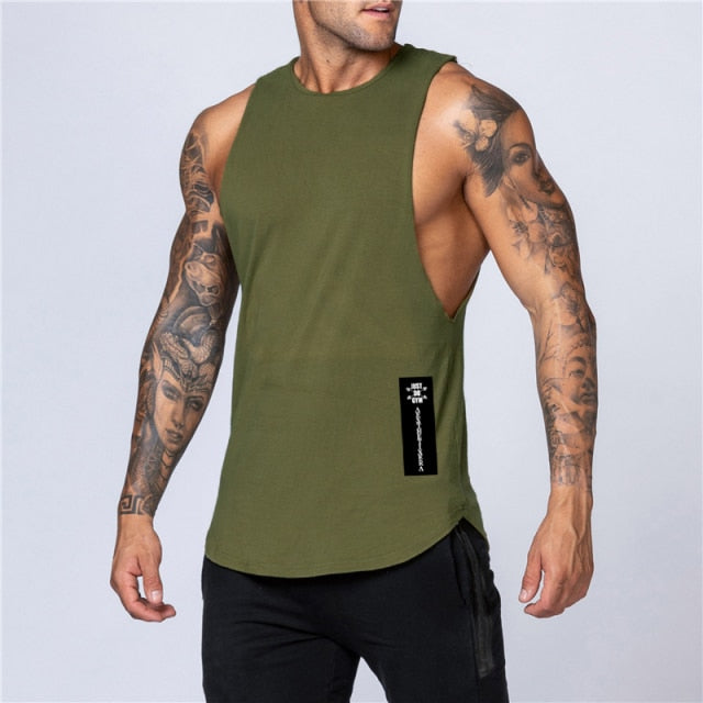 Cotton Workout Gym Tank Top Mens Muscle Sleeveless Sportswear Shirt Stringer Fashion Clothing Bodybuilding Singlets Fitness Vest