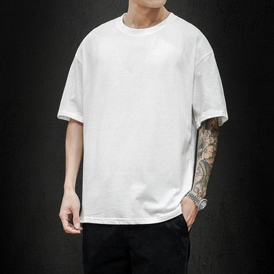 New Summer Men&#39;s T Shirt 2022 Fashion Solid T Shirt Mens Oversized Hip Hop Short Sleeve Casual Cotton Mens Streetwear Top Tees