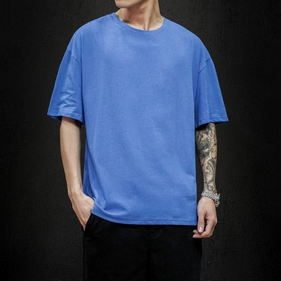 New Summer Men&#39;s T Shirt 2022 Fashion Solid T Shirt Mens Oversized Hip Hop Short Sleeve Casual Cotton Mens Streetwear Top Tees