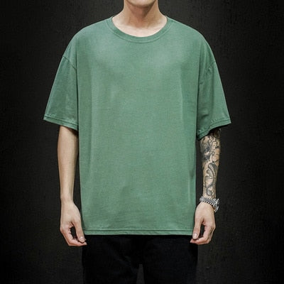 New Summer Men&#39;s T Shirt 2022 Fashion Solid T Shirt Mens Oversized Hip Hop Short Sleeve Casual Cotton Mens Streetwear Top Tees