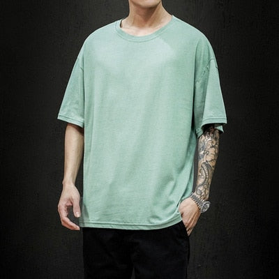 New Summer Men&#39;s T Shirt 2022 Fashion Solid T Shirt Mens Oversized Hip Hop Short Sleeve Casual Cotton Mens Streetwear Top Tees