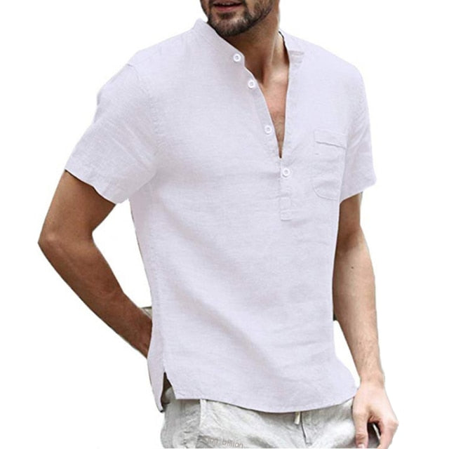 KB Summer New Men&#39;s Short-Sleeved T-shirt Cotton and Linen Led Casual Men&#39;s T-shirt Shirt Male  Breathable S-3XL